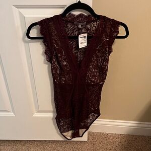Cacique Lace Bodysuit in Deep Burgundy